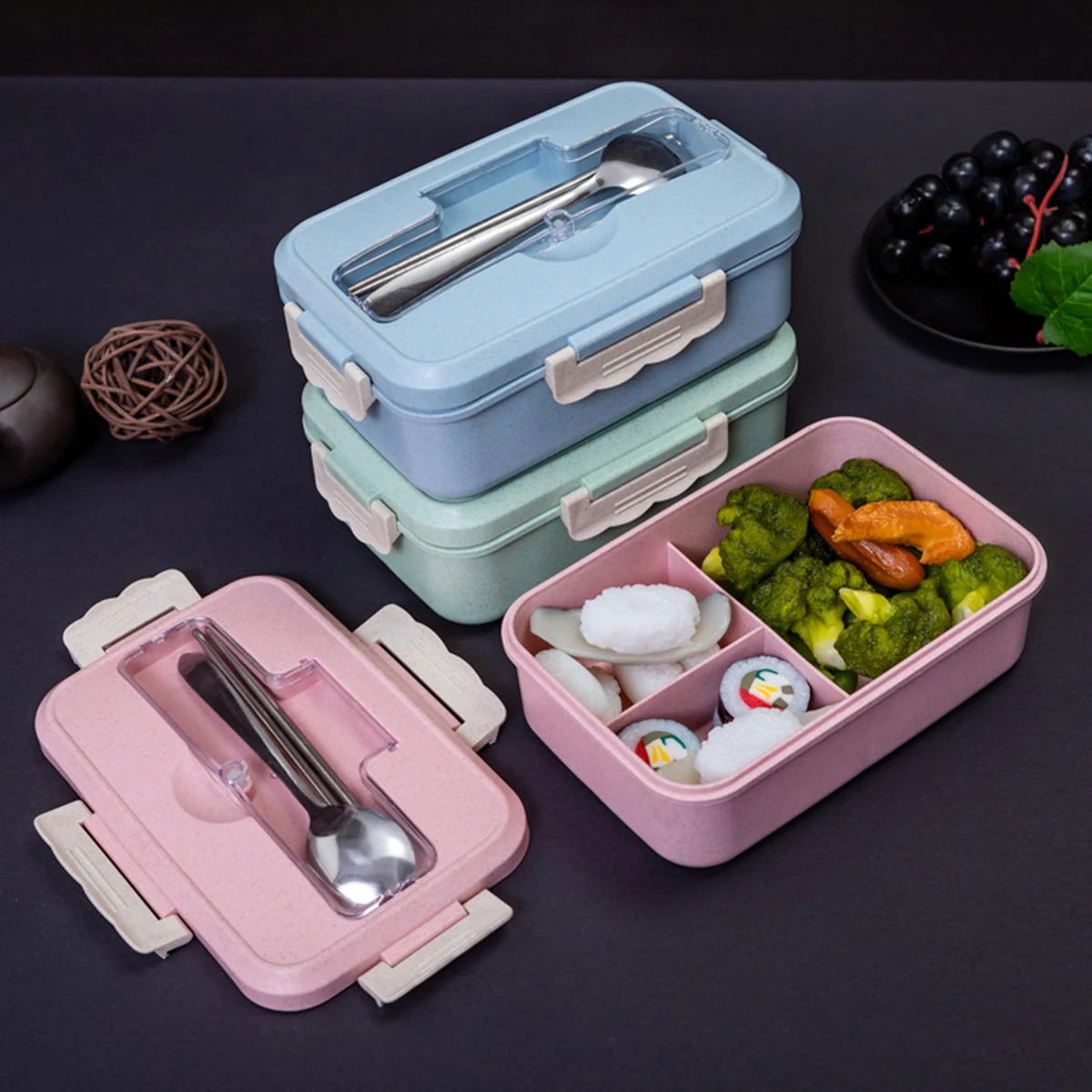 

NEW Bento Box for Kids Lunch Box Portable Bento Lunch Box with 3 Compartments Lunch Containers Leak-Proof Meal Prep Containers