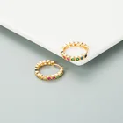 Женские серьги-кольца с разноцветными кристаллами, 20 мм