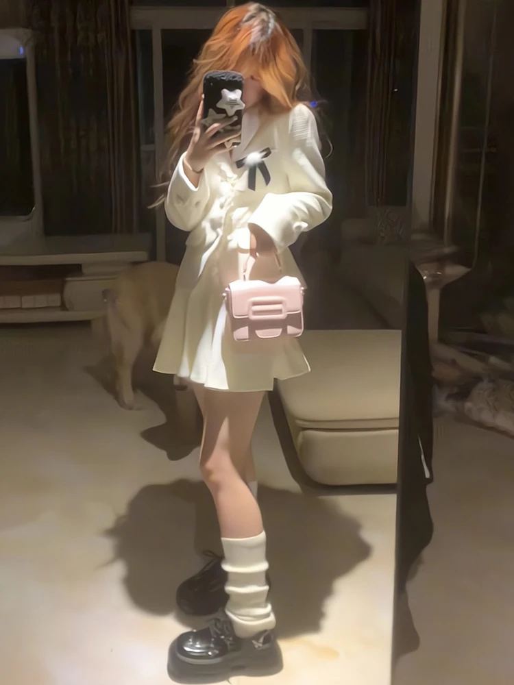 Элегантный костюм UNXX Rich Hei осенний в стиле колледжа пиджак с поясом и юбка высокой