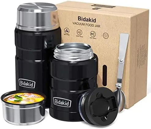 

Thermoses for Hot Food 2 Pack, (25.4oz+17oz) insulated food jar for hot, soup thermoses, Lunch box containers for hot cold food