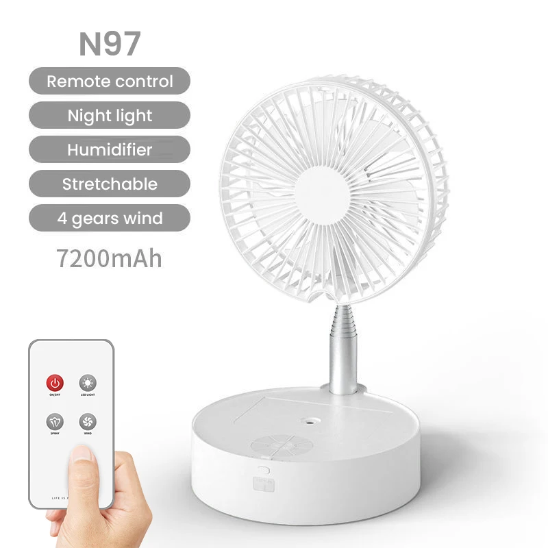 Electric Folding Fan Cordless Fan Portable Cooling Hydrating Humidifier Type-C Rechargeable Water Mist Fan with Remote Control