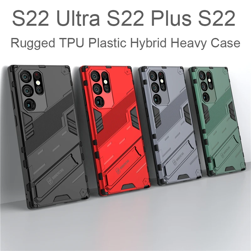

For Samsung Galaxy S22 Ultra Case S21 Plus S21 FE A52 A72 A12 A13 A53 A73 M52 A03S A32 Cover Armor Shell Kickstand Phone Case