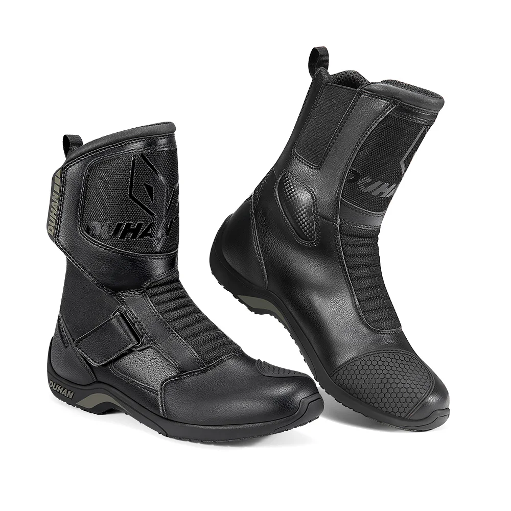 DUHAN Motorcycle Boots Motocross Racing Shoes Motorbike Touring Boots For Men Breathable Anti-slip Black Four Seasons