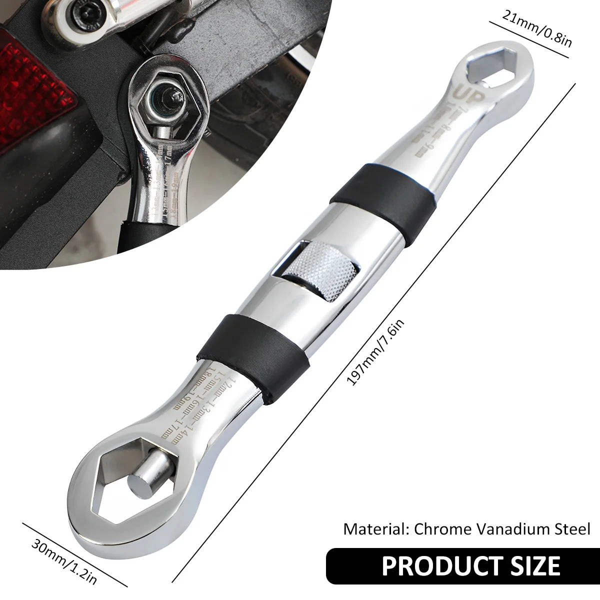

NewDouble-Head Torx Wrench 7-19mm Metric/British System Portable Self-Tightening Spanner Universal Wrench Repair Tool Adjustable