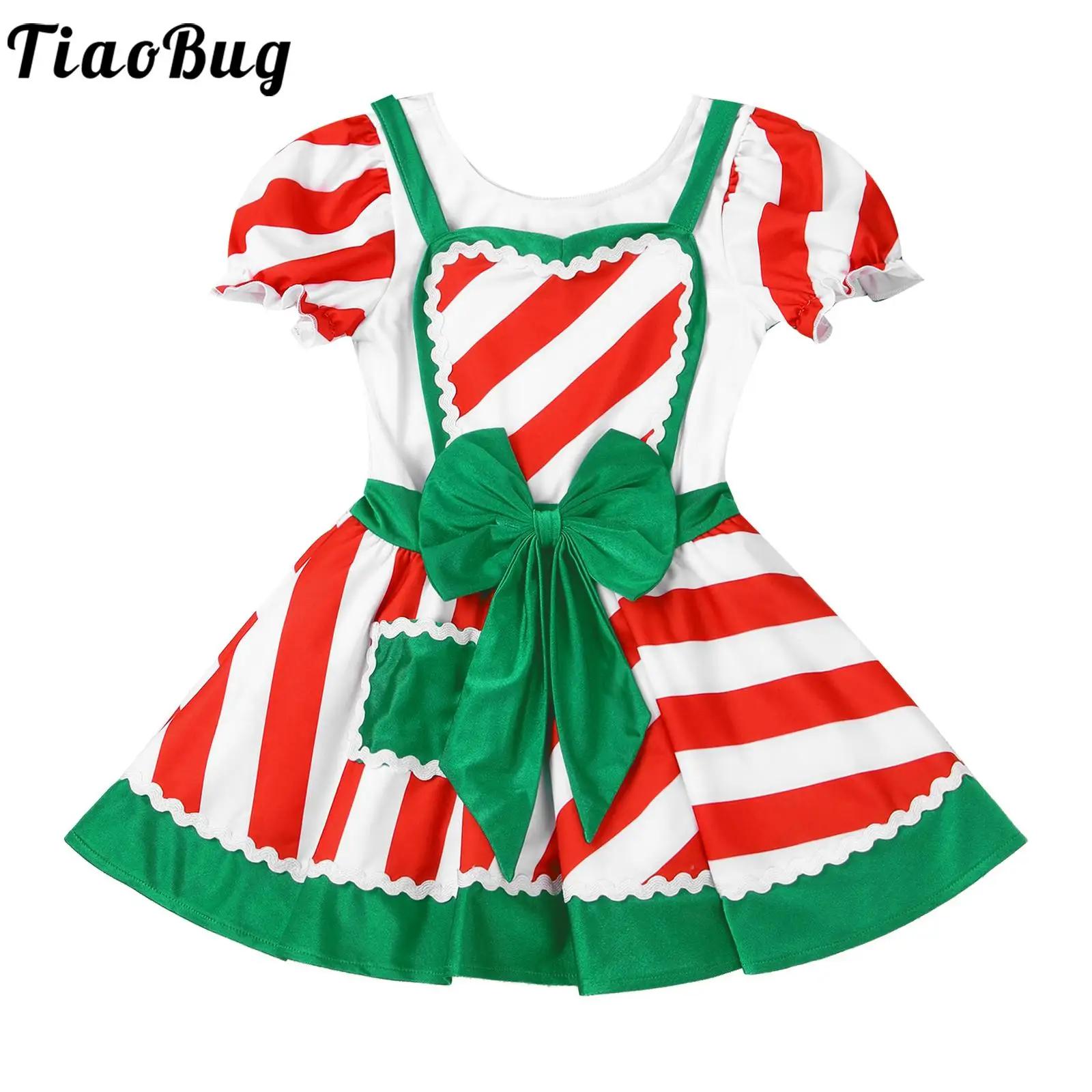 Детская рождественская одежда для девочек полосатое лоскутное платье-пачка с