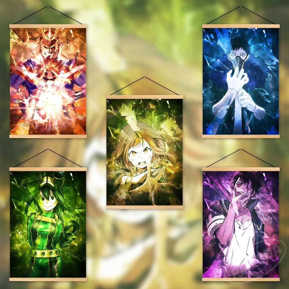 

My Hero Academia Home Decoration All·Might Wall Art Asui Tsuyu Painting Hanging Wooden Anime Canvas Janpan Print Picture Poster