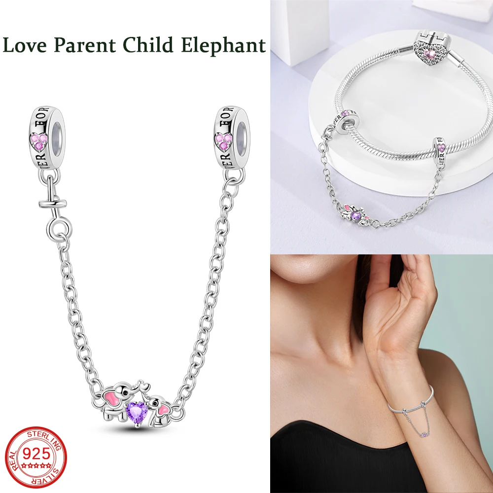 Новый милый стерлингового серебра 925 пробы розовый любовь родителей ребенок слон