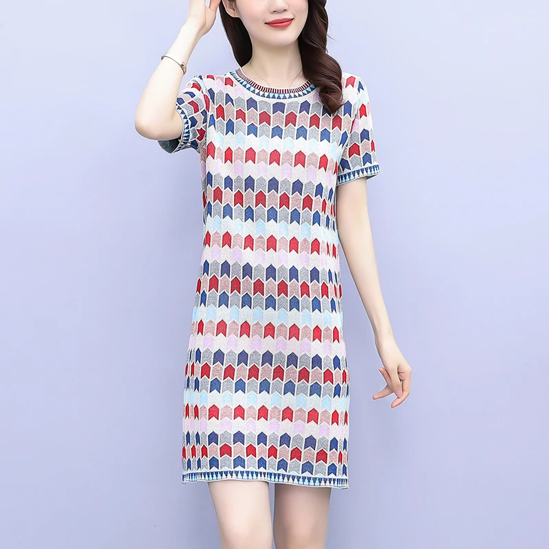 

2022 летнее трикотажное мини-платье для женщин и девушек, Милая Тонкая Повседневная Свободная блузка с коротким рукавом, блузки, платье-футбо...