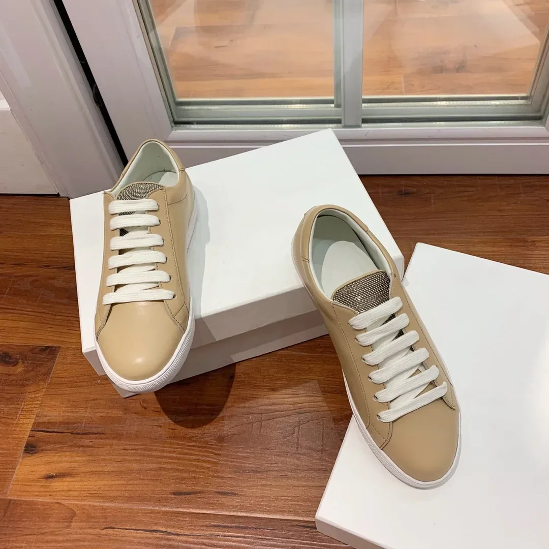 

Genuine Leather Women's Shoes For Fall Fashion Round Toe Sneakers Elegant Office Casual Flat Shoes