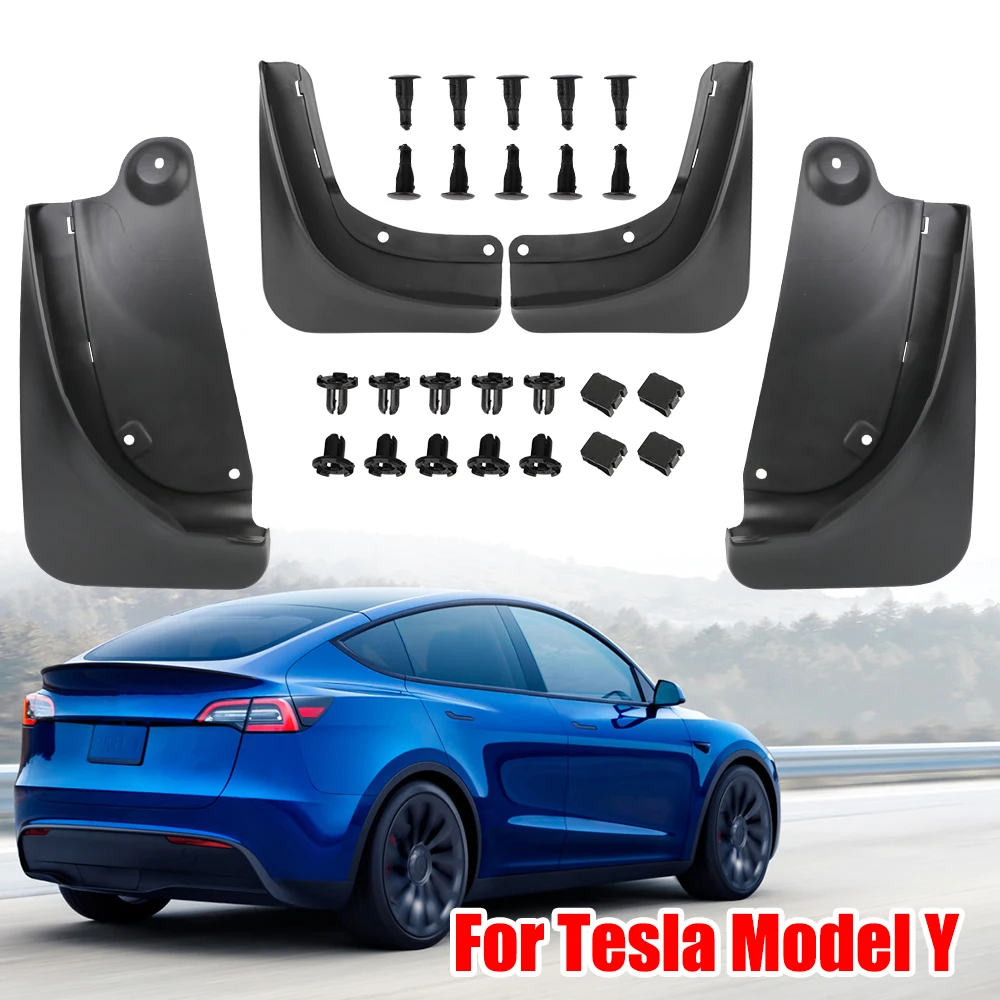 

Splash Guards Fender 4Pcs/Set Car Mudflaps Large Mudguard for Tesla Model Y Rear Fender Protector Modified Tesla Mudguards