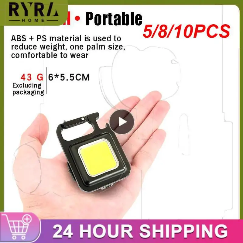 

5/8/10PCS Keychain Light Multifunctional Mini Light Bulbs Usb Charging 4 Modes Flashlight Travel Accessories Torch