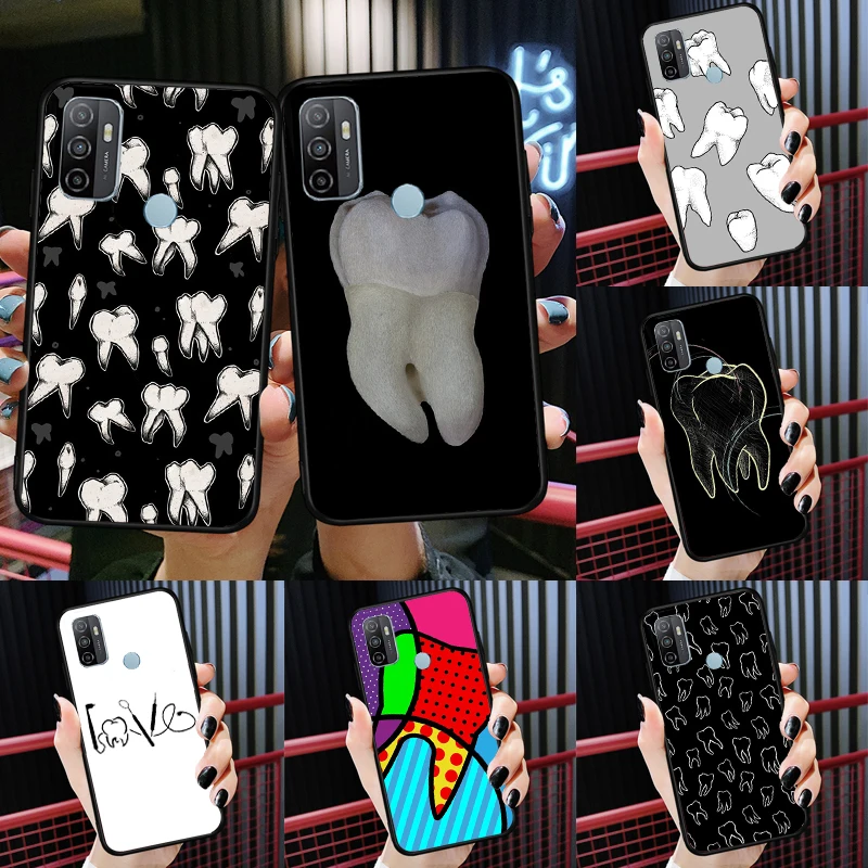 

Dentist Tooth Pattern Case For OPPO A5 A9 A31 A53 2020 A83 A91 A93 A15 A16 A54 A74 A94 A52 A72 Find X5 Pro Cover