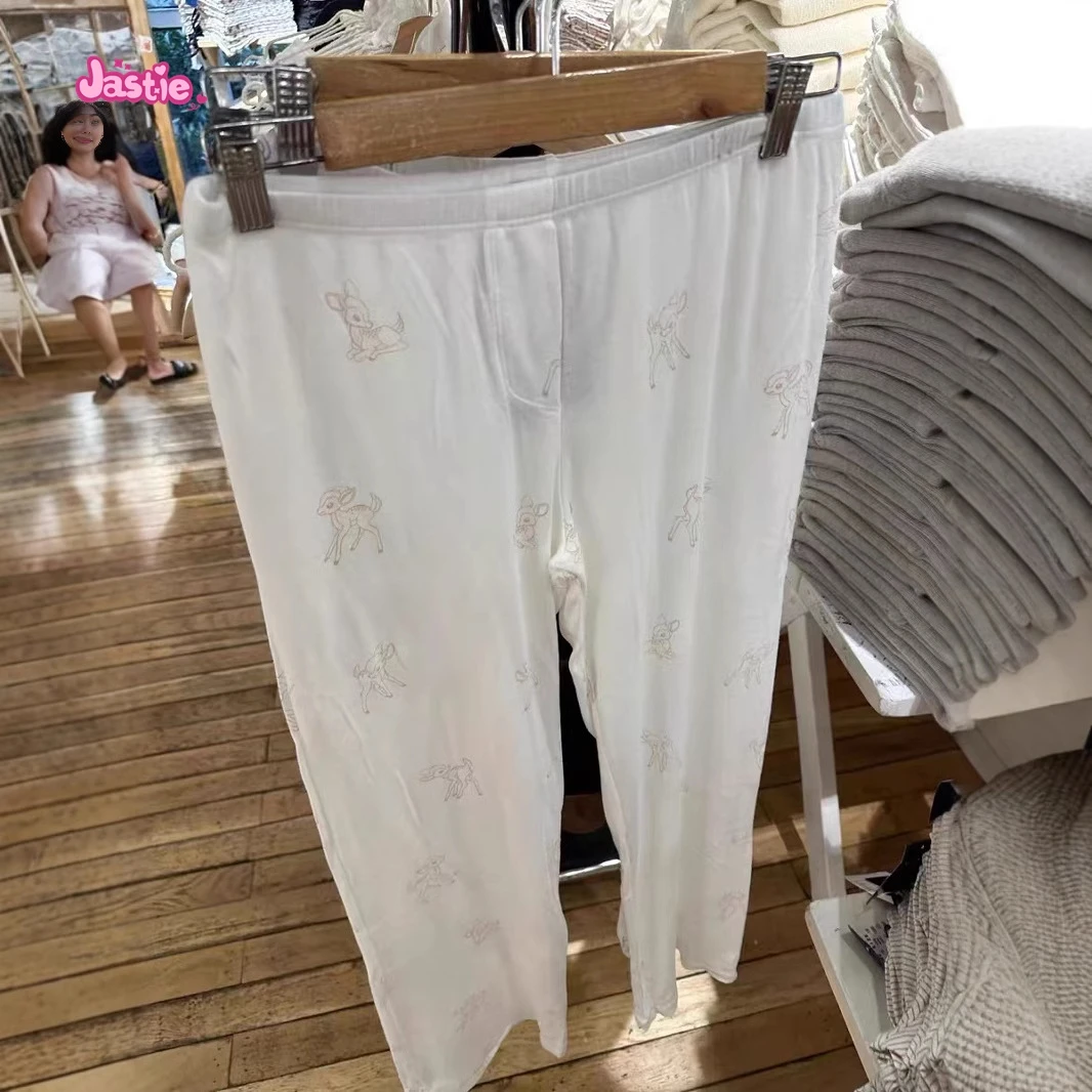 Милая домашняя одежда для сна с принтом оленя женские брюки эластичной завязкой