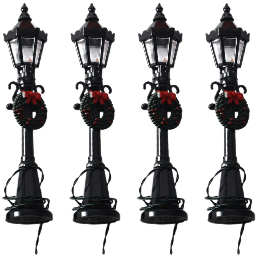 

Christmas Mini Street Light Models,4 Pcs Mini Street Lamp Dollhouse Streetlight,Micro-Landscape Fairy Garden Accessories