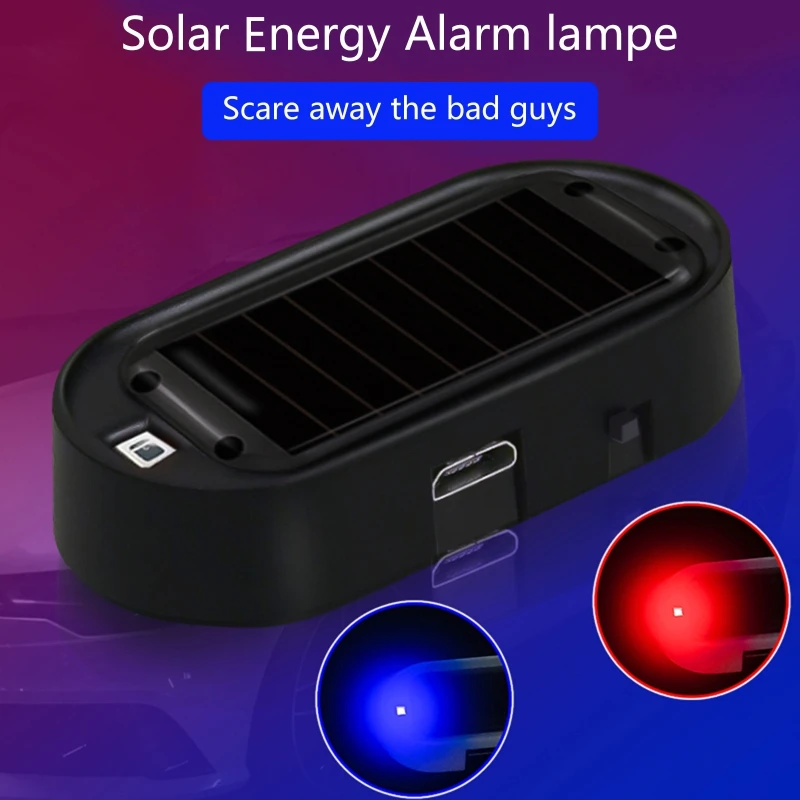 

Solar USB Power Car Alarm Light Anti-Theft Warning Flash Blinking Fake Car Led Light Flash Blinking Lamp Red Blue New Update Sol