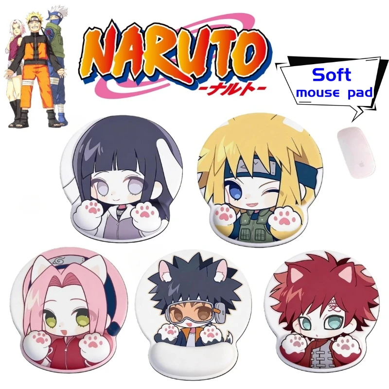 Фото Коврик для мыши NARUTO Uzumaki Naruto Haruno Sakura Uchiha Itachi, аниме-тематика, резиновый, мягкий, удобный, с поддержкой запястья №1