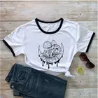 Волшебные грибы и кристаллы на Луне футболка Для женщин 90s гранж эстетику Boho для привлекательных хиппи футболка Для женщин Винтаж веганских материалов Топы 2021