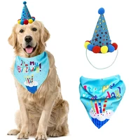 pet dog happy birthday decoration dog hat bowtie cake topper bandana neckerchief dog birthday banner party supplies