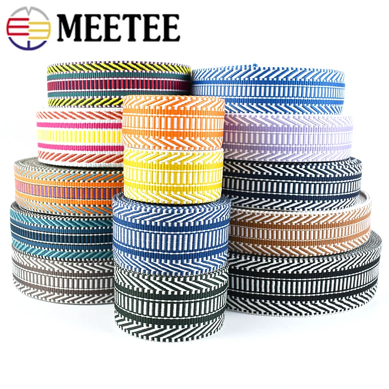 

Meetee 2/4/10M 38/50mm 2mm Thick Polyester Cotton Jacquard Webbing Tape Bag Strap Belt Lace Ribbon Clothes Sewing Bias Band Trim
