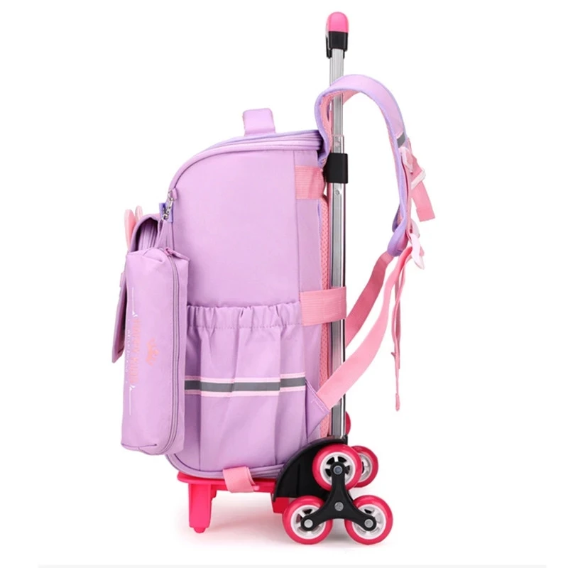 School Wheeled Backpack for Girls/Boys with Pencil Case Rolling Backpacks Bag Kids School backpack On wheels Trolley Travel Bag
