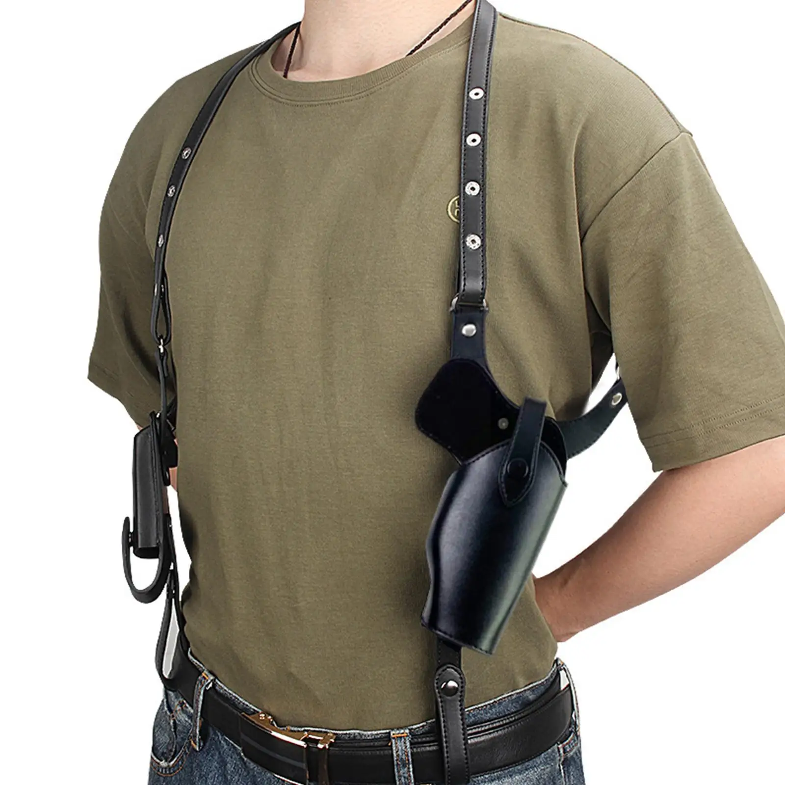 

Тактическая кобура для скрытого пистолета Военная кожаная сумка для подмышек и пистолета Скрытая охотничья сумка на плечо 19 17 кобура для пр...