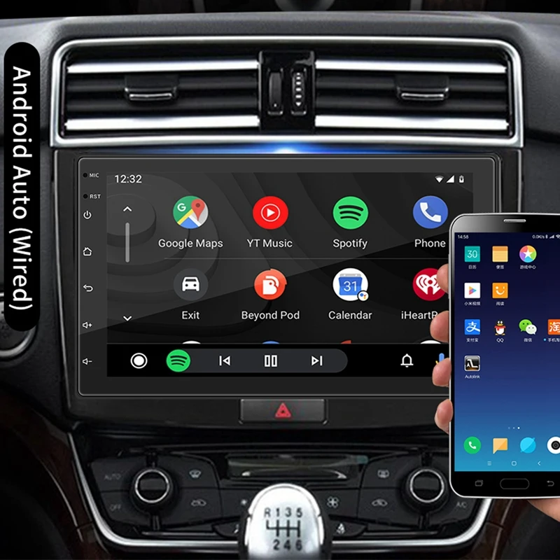 7-дюймовый автомобильный радиоприемник Carplay Android Auto 2 + 32G 10.1 2Din GPS мультимедийный
