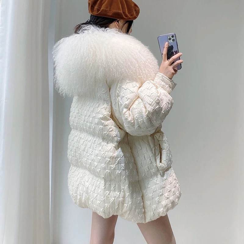 2023 Winter New Big Fur Collar Down Cotton Jacket Casual Parka Overcoat Women's Korean Loose Thick Cold-proof Cotton Outerwear