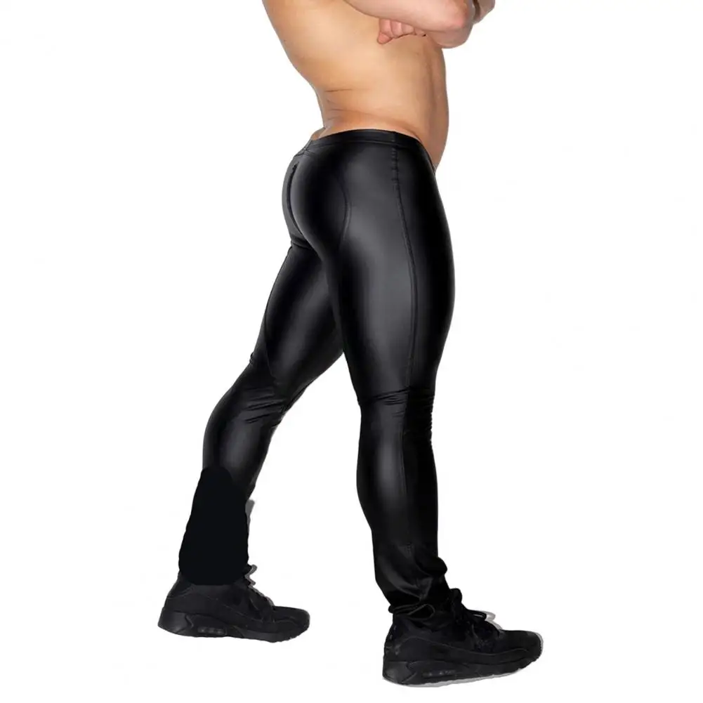 

Fashion Slim Fit Imitation Leather Performance Long Pants Pencil Pants Punk Windproof