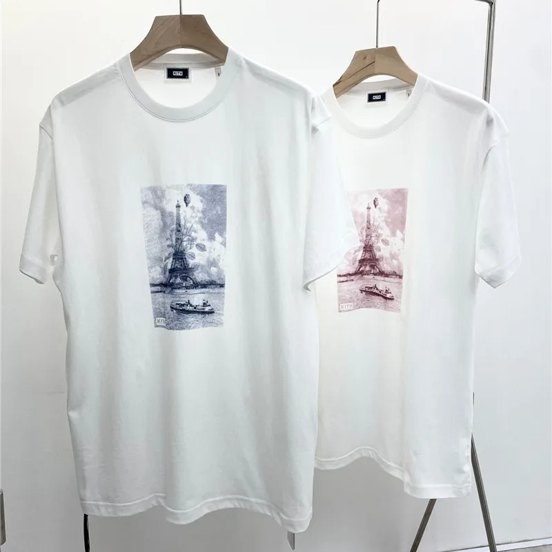 

Limited Opening In Paris KITH Fashion T Shirt Men 1:1 Top Quality Eifel Tower Oversize Women Shirts Vintage Short Sleeve