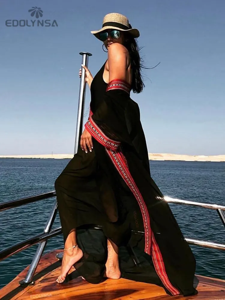 2023 сексуальное прозрачное длинное кимоно с вышивкой кардиган белая Шифоновая