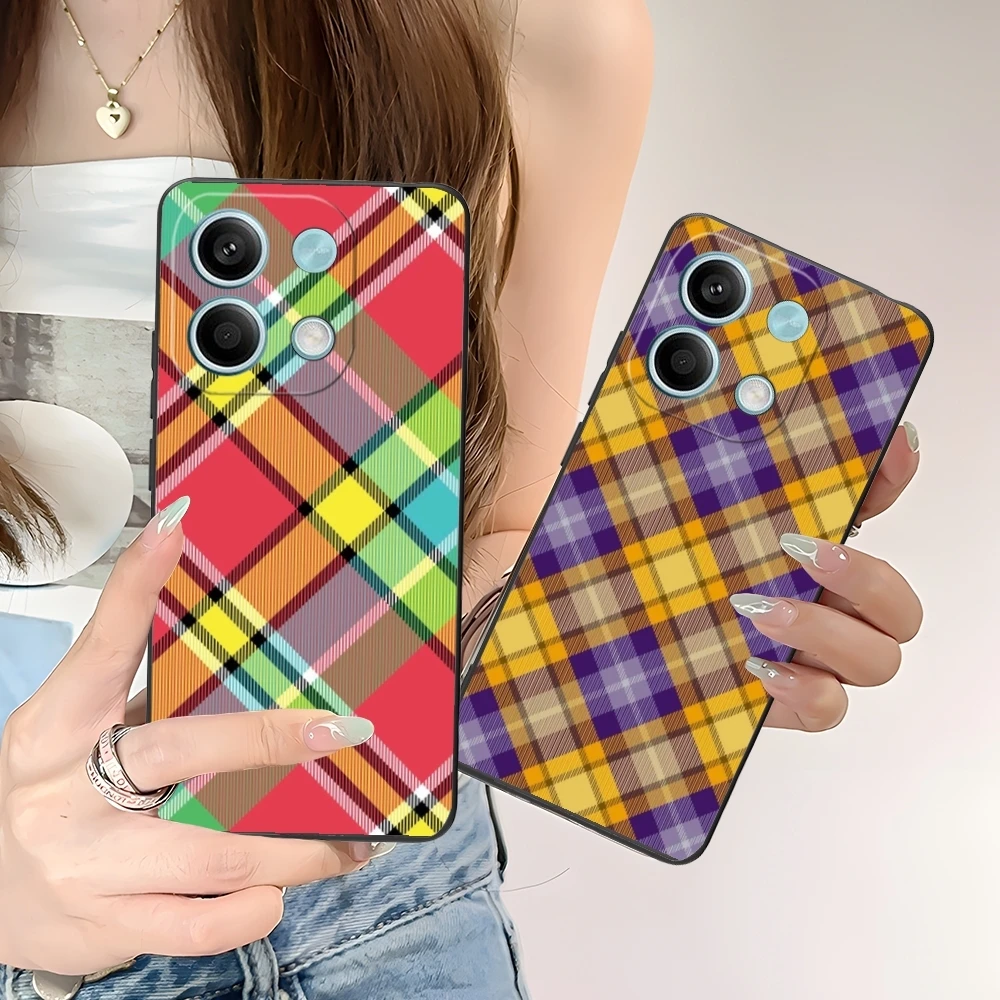 Lattice Grid Texture Mobile Cell Phone Case for Xiaomi POCO M6 M5 M4 M3 X6 X5 X4 X3 F6 F5 F4 F3 F2 C40 Pro GT 5G Black Cover