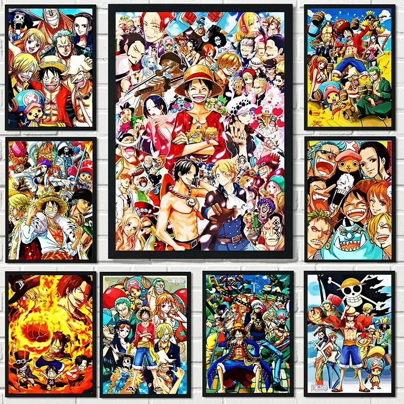 

One Piece Home Decor Animation Canvas Paintings Straw Hat Pictures Pirates Wall Art Printed Modular Poster Artwork Living Room