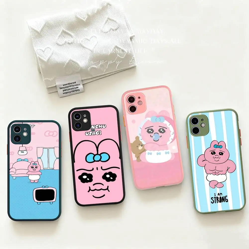 Фото Милый чехол Opanchu U-Usagi для iPhone 16 15 14 Plus 13 12 11 Pro Max X XS MAX, полупрозрачный матовый противоударный чехол №5