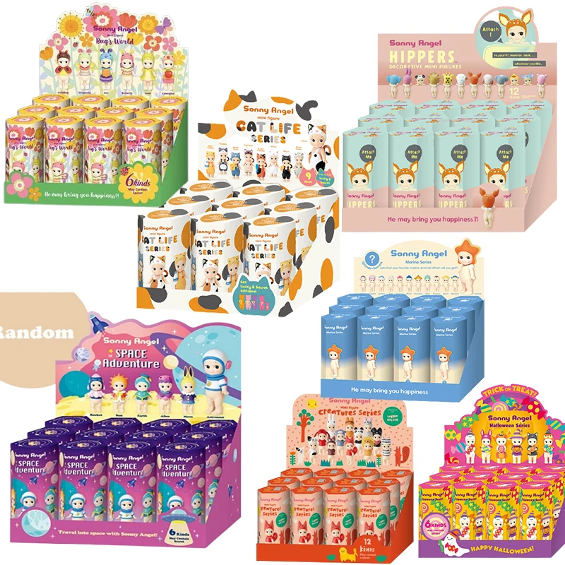 

In Stock Sonny Angel 12pcs Set Blind Box Marine Space Adventure Lying Down Hippers Insect World Series Curious Animals Decoratio
