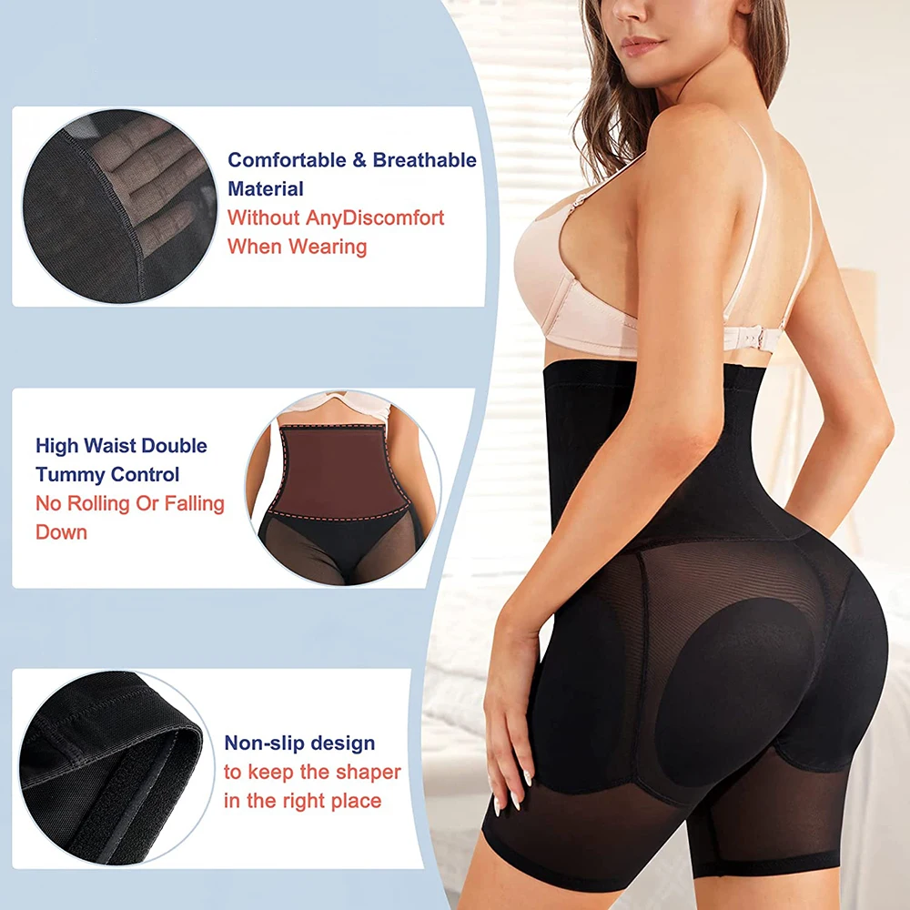 Women High Waist Shorts Shapewear Control Panties Body Shaper Butt Lifter Padded Hip Enhancer Seamless Underwear