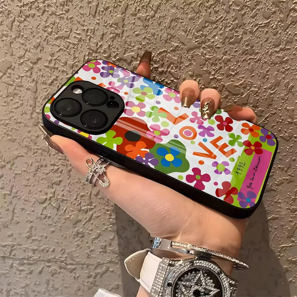 Фото Чехол для телефона с богемным арт-дизайном для iPhone 17 Pro Max, 15, 14 Pro, 12, 11, 13 Mini, X, XR, XS, 16 Plus, SE, стеклянная крышка №1