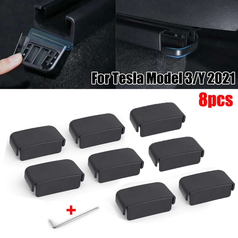 

8 PCS/set Seat Slide Rail Anti Blocking Cover Pulley Anti Kicking Protection Plug Cover For Tesla Model 3 Y 2021