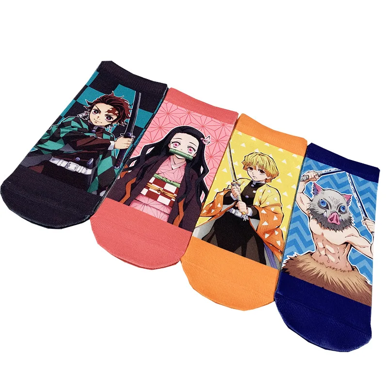 

Demon Slayer anime socks kawaii thin Kamado Nezuko Tanjirou cartoon sock 23cm casual one size boys and girls socks