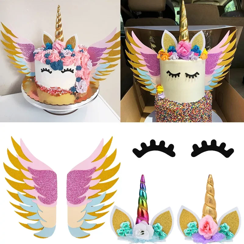 

Rainbow Unicorn Cake Topper Kids Girl Birthday Party DIY Decoration Baby Shower Wedding Favors Unicorn Theme Party Supplies
