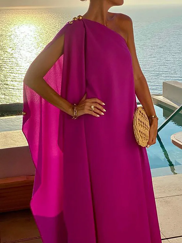 Лоскутное модное платье с наклонным плечом женское летнее пляжное элегантное