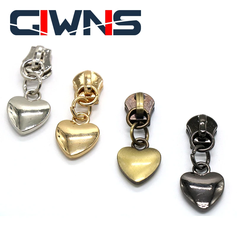 

4Pcs Fashion Bag Clothes Metal Heart Zipper Puller 5# DIY Accessories