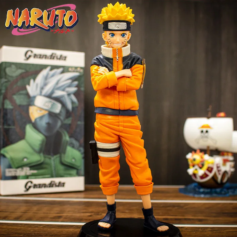

Anime Naruto Shippuden Figure 25cm Uzumaki Naruto childhood GK Interchangeable 3 Head PVC Action Figure Statue Doll Toy Kid Gift