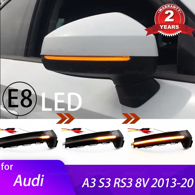 

2x для Audi A3 S3 8V RS3 2014 2015 2016 2017 2019 2020, динамичессветильник поворотный сигнал, мигающий водяной боковой зеркальный индикатор, мигающий сигнал