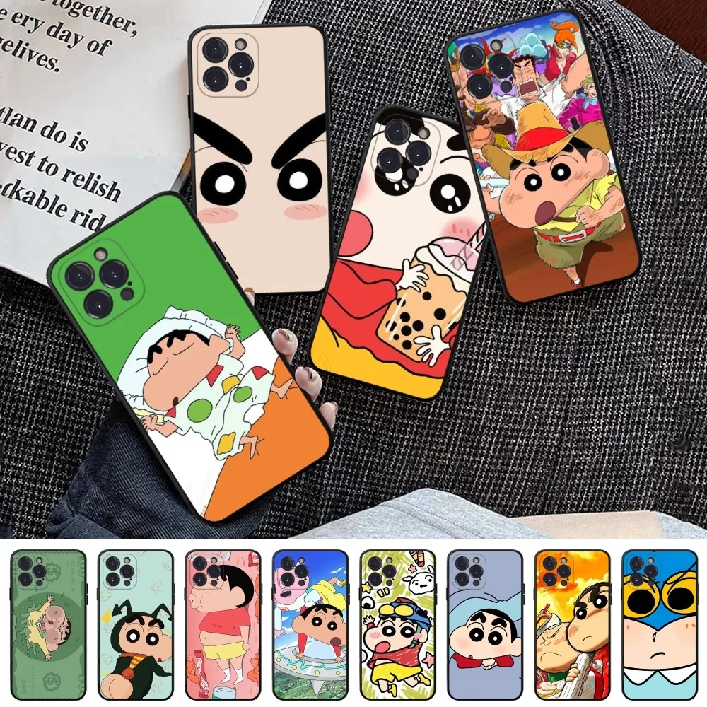 

Crayon Shin-chan BANDAI Anime Phone Case For iPhone 14 13 12 Mini 11 Pro XS Max X XR SE 6 7 8 Plus Soft Silicone Cover