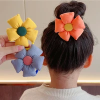 spring summer new girls cute cotton big flowers elastic hair bands for kids baby girl high elastic scrunchies hair accessories