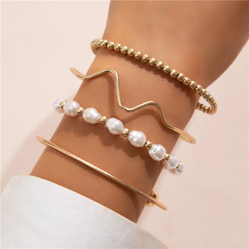 17KM модный многослойный позолоченный металлический браслет-цепочка для женщин