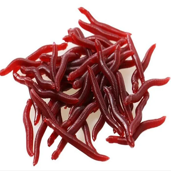 

Artificial Worm Lure Silicone Bait Earthworm Fake Worms Earthworms Red Supplies