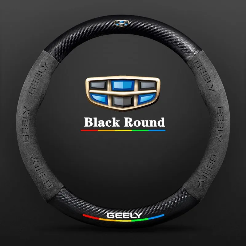 

Car Suede Carbon Fiber Non-Slip Steering Wheel Cover For Geely Atlas Emgrand EC7 Coolray X7 GS BO YUE BO RUI GC6 GC9 CK EC8 GT