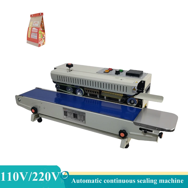

110V 220V Automatic Continuous Sealing Machine Food Sealer Plastic Bag Printable Date Heat Sealing Machine