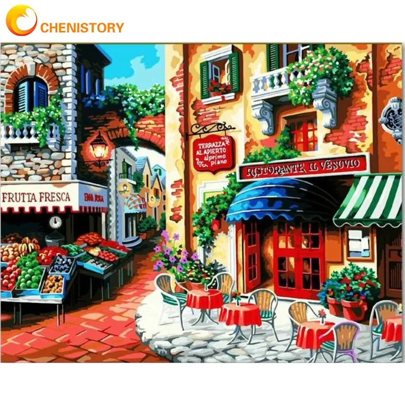 

CHENISTORY Acrylic Painting By Numbers Handmade Street Scenery For Adults Coloring By Number Gift Home Decors Artwork Pictures